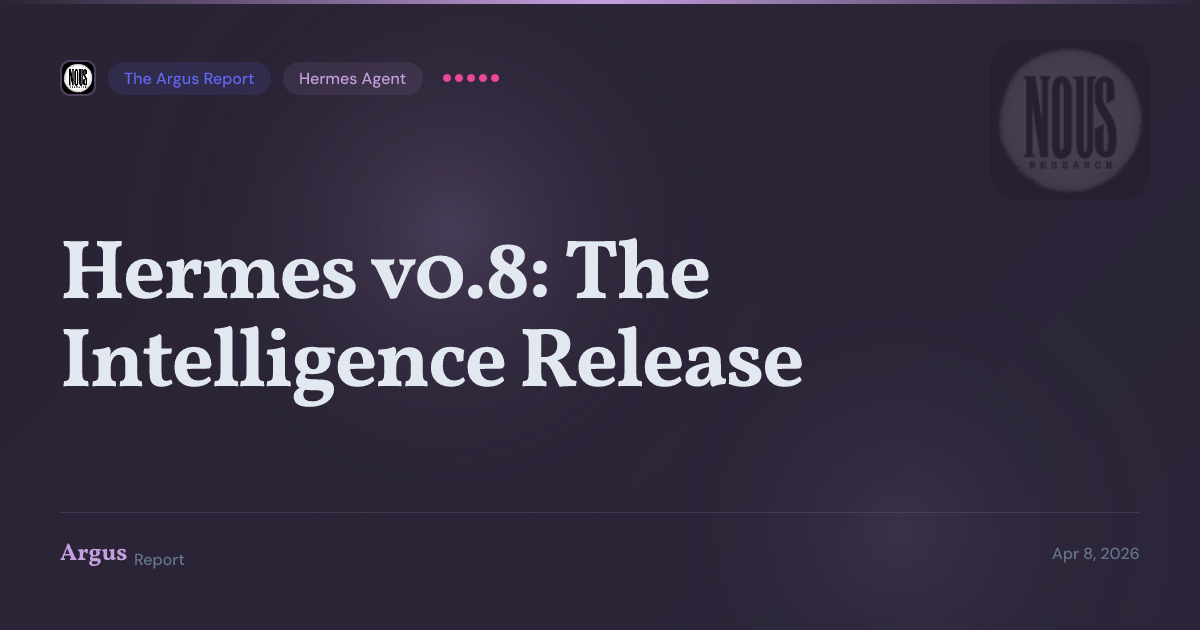 Hermes Agent v0.8.0 ships with 209 merged PRs, free MiMo v2 Pro, and MCP OAuth 2.1